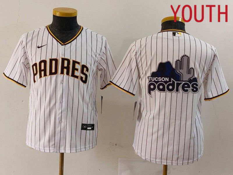 Youth San Diego Padres Blank White stripe Game 2024 Nike MLB Jersey style 3